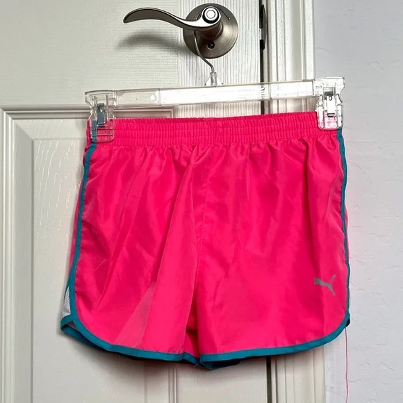 PUMA kids neon athletic shorts bubblegum pink